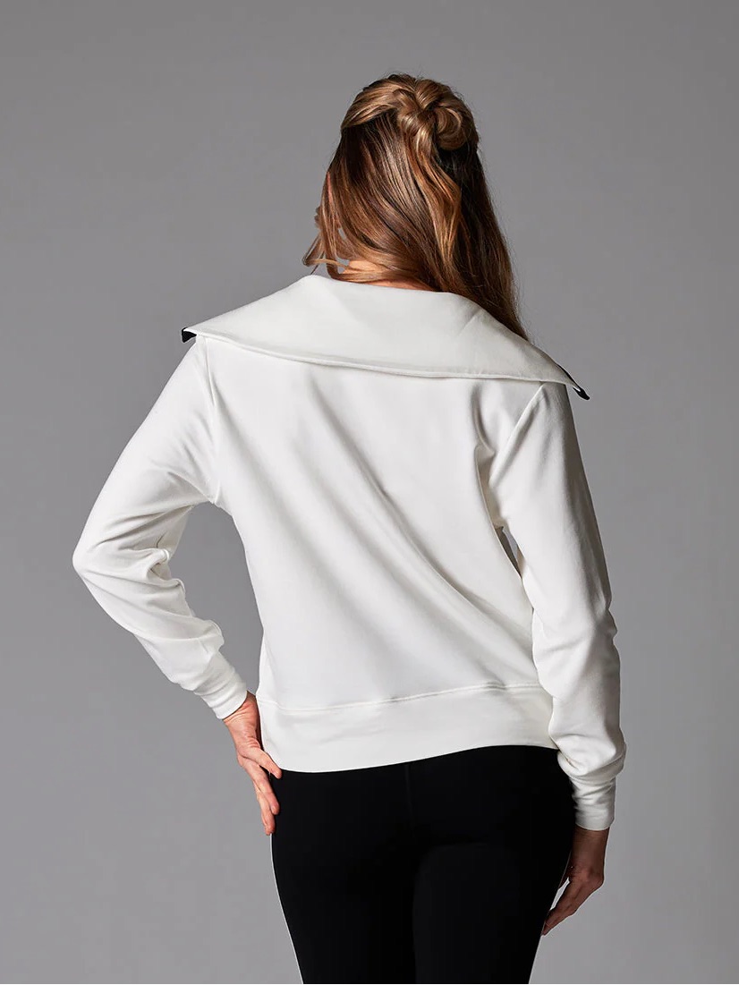 Tavi Cozy Collared Sweatshirt Xl Coconut Ebony Modal Fleece Athleisure Nwt — image 5 of 8